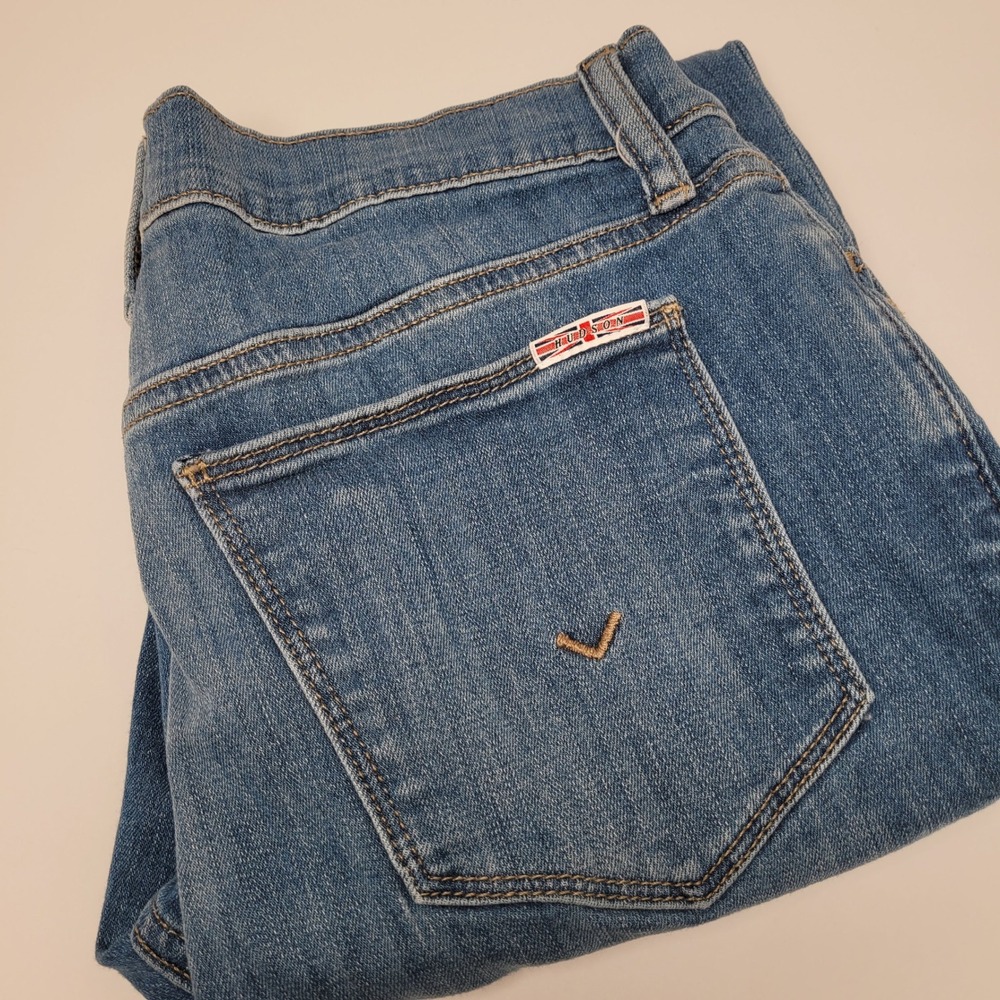 Hudson Natalie Slim Boyfriend Jeans Womens 27 Blue Excellent Mid Rise Cuffed